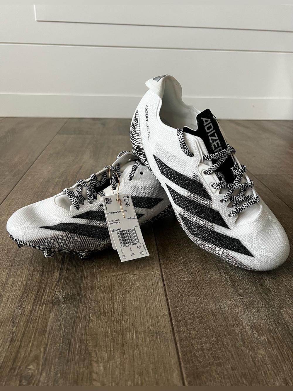 Adidas Electric 2 Mens Size 7.5 White Black Exotic Football Cleats IE8867 NWOB